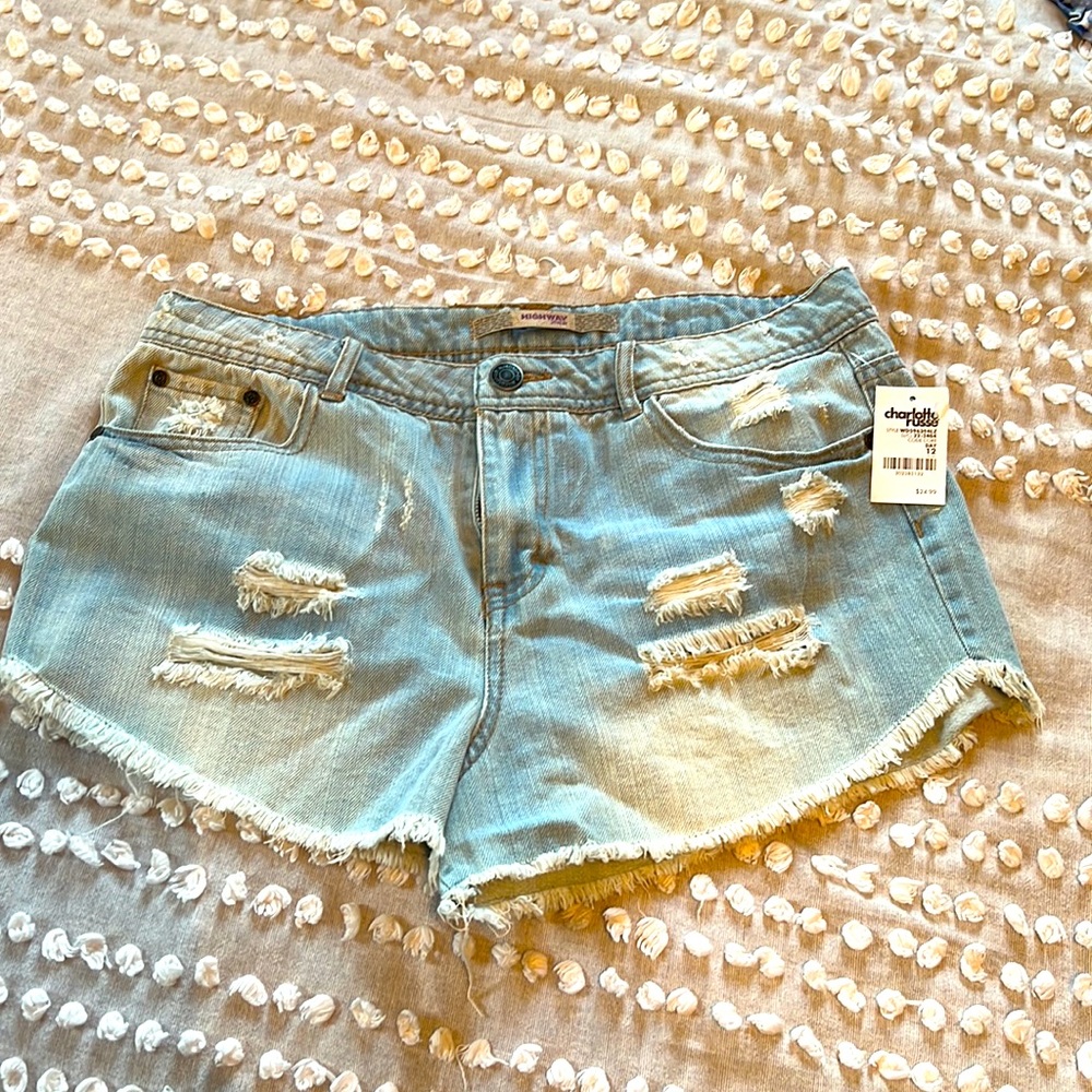 Charlotte Russe distressed jean shorts, size 12